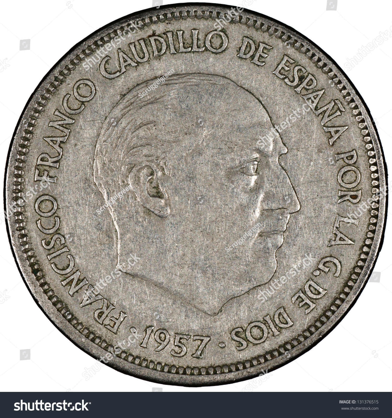 Spanish 25 Pesetas Silver Coin Obverse With The Words 