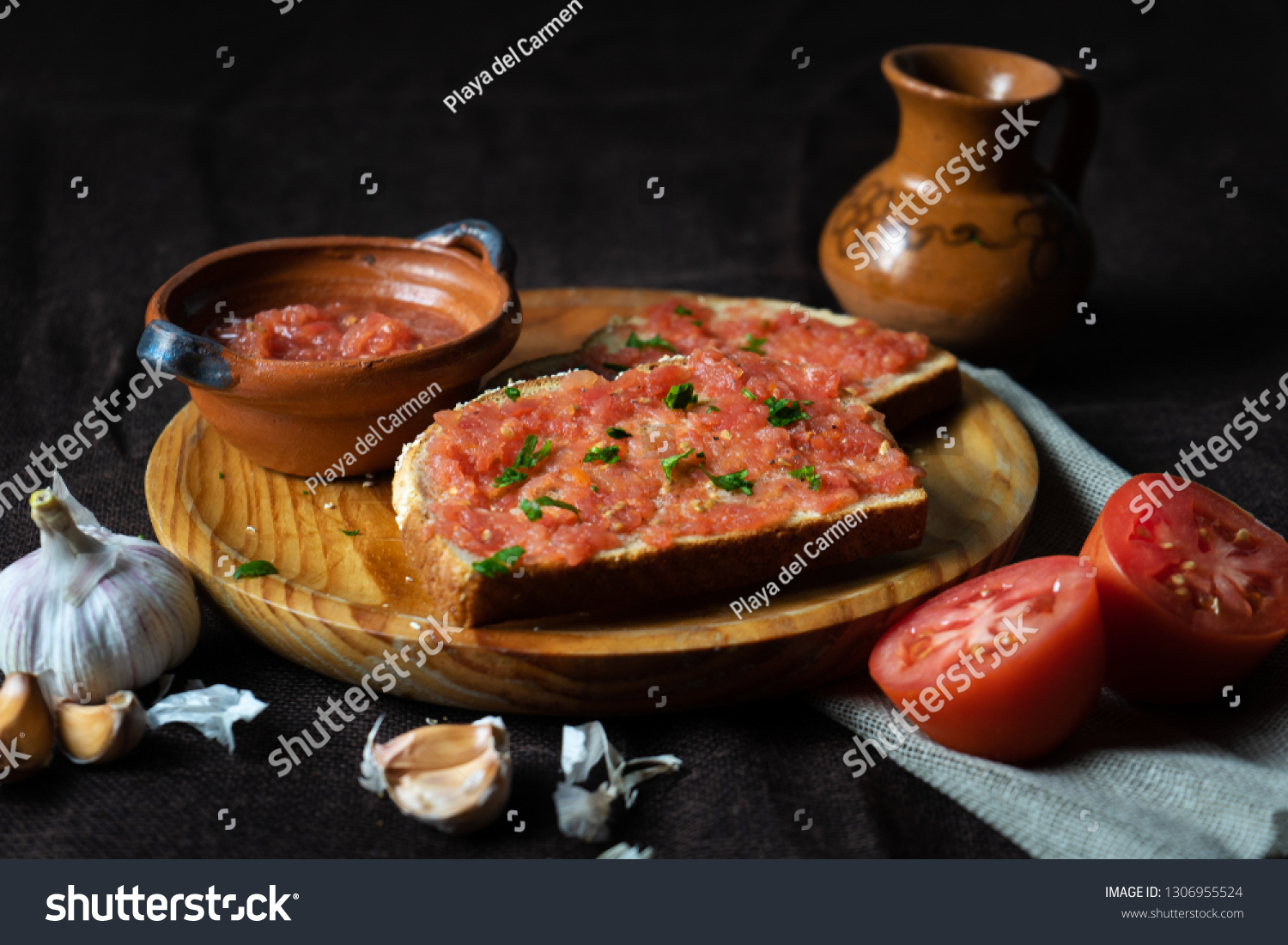 Spanish Tomato Toast Pan Tumaca Tostadas Stock Photo 1306955524 ...