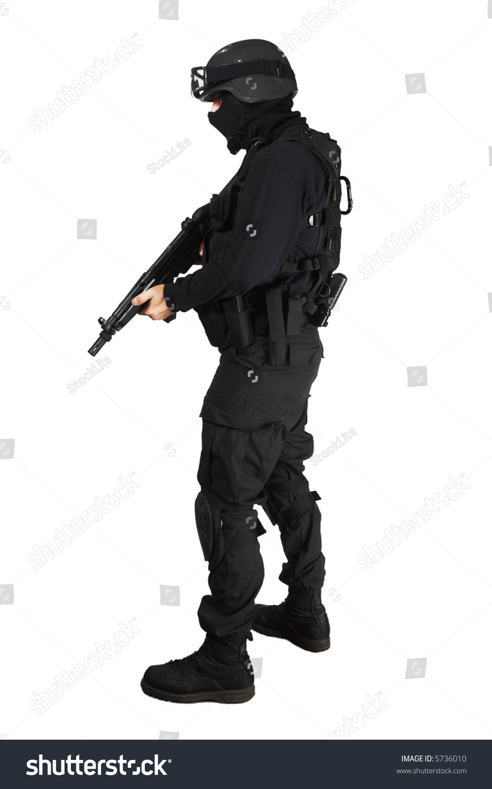 Special Force Soldier Black Tactical Suit Stock Photo 5736010 ...