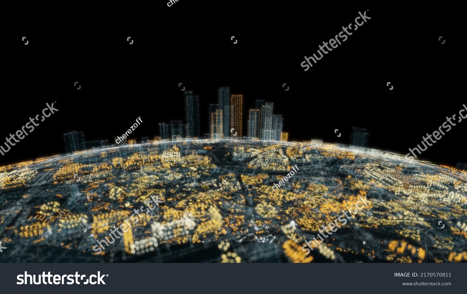 Spectacular Aerial View 3d City Bright Stock Illustration 2170570811 ...