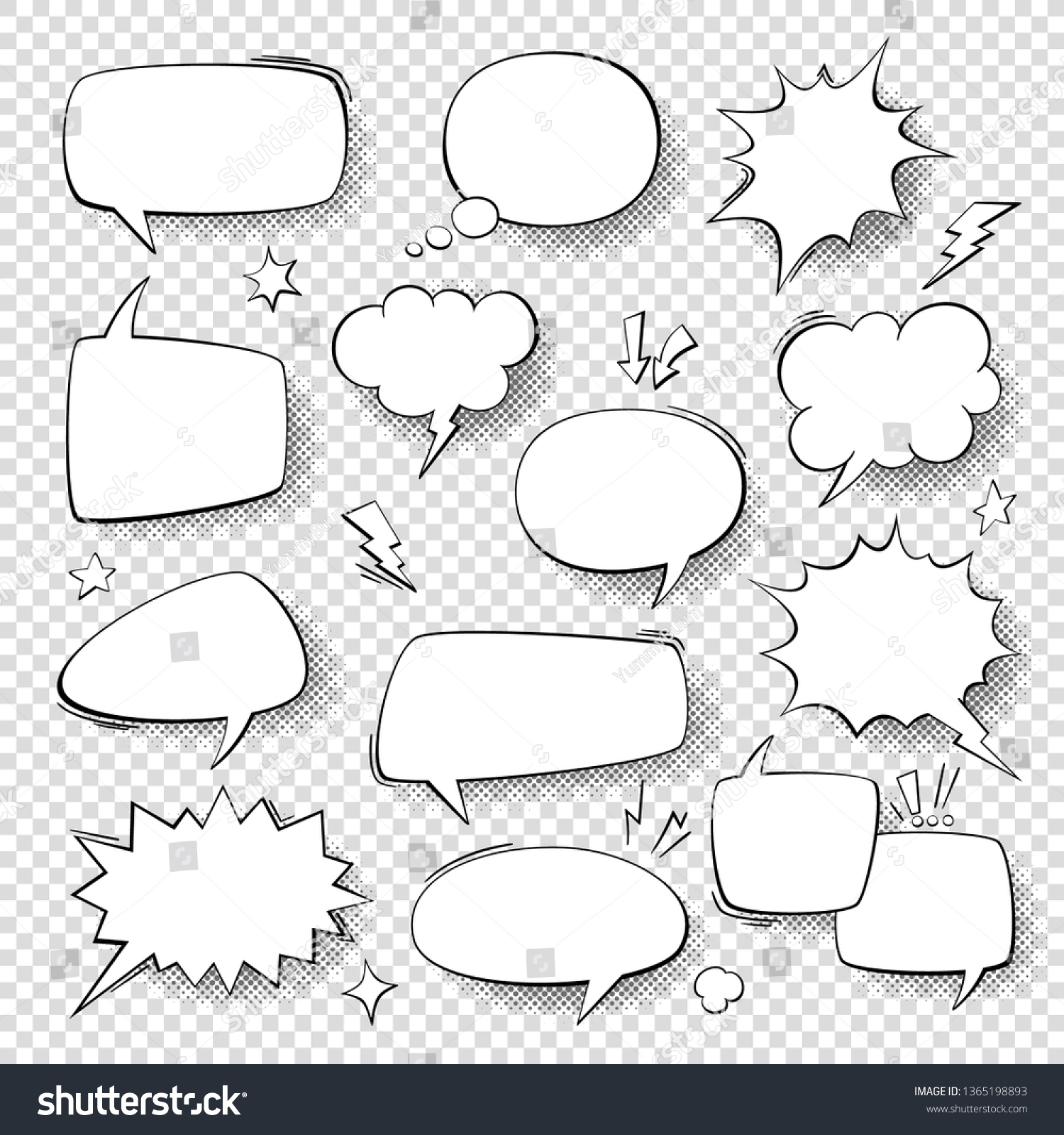 Speech Bubbles Vintage Word Bubbles Retro Stock Illustration 1365198893