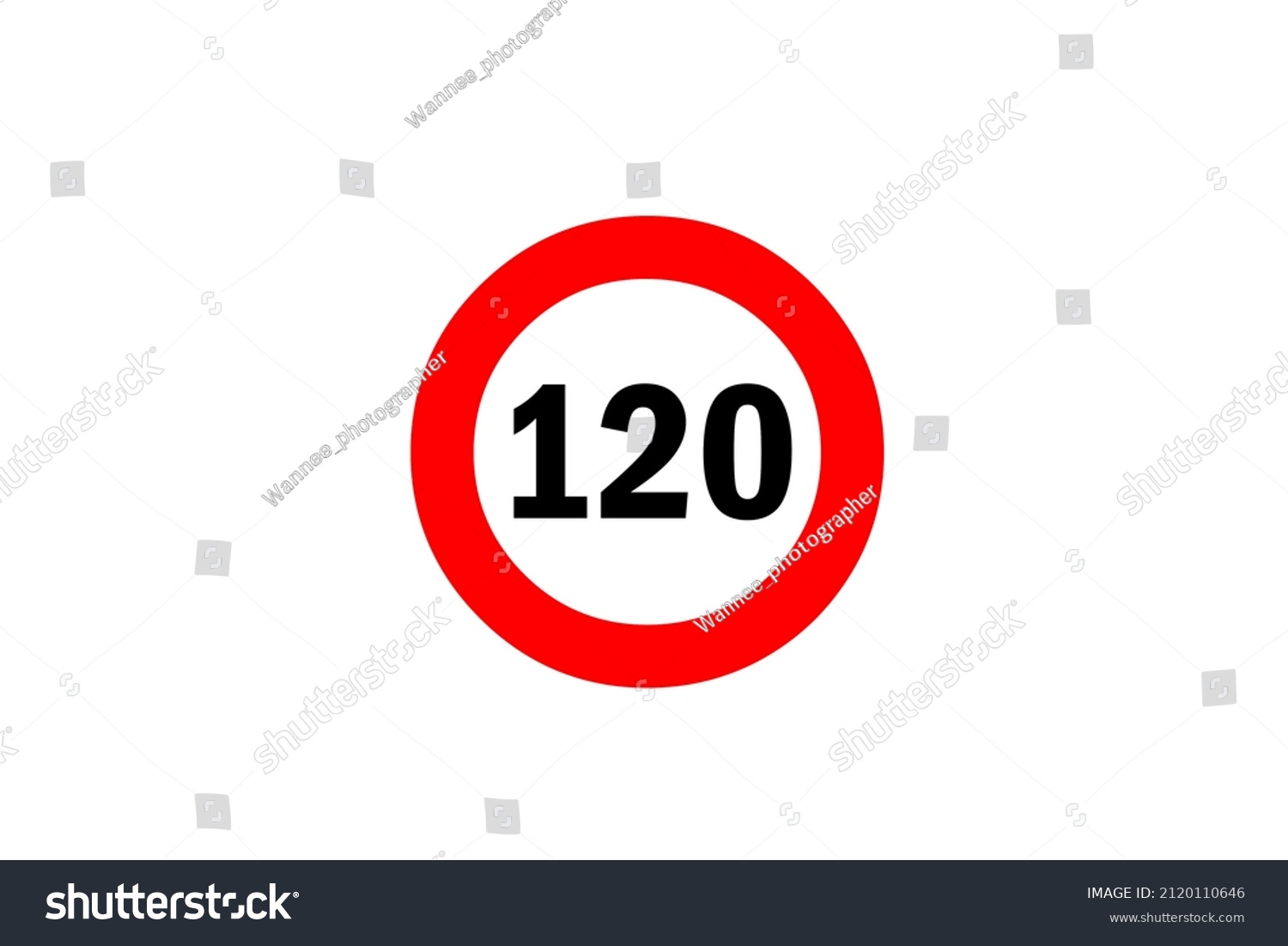 Speed Limit 120 Km Sign Red Stock Illustration 2120110646 | Shutterstock