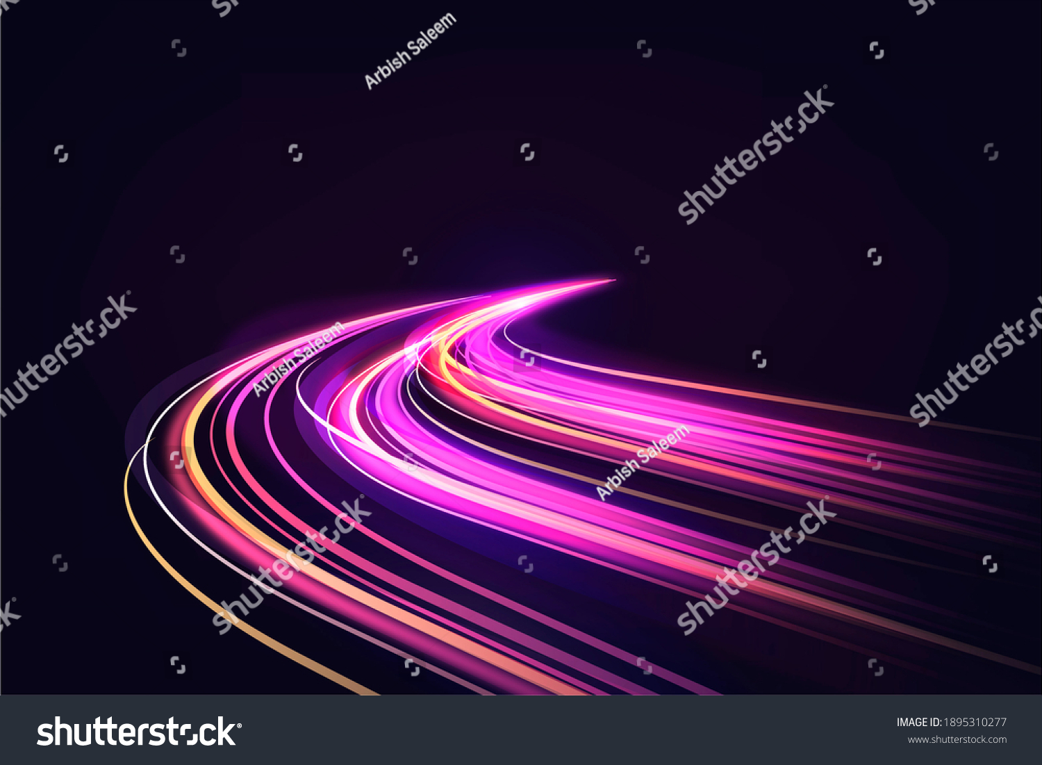 Speed Neon Light Trail Background Stock Illustration 1895310277 ...