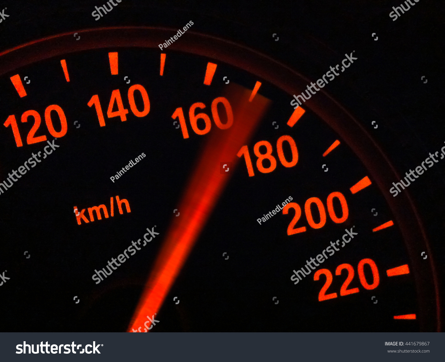 Speedometer With Needle Showing High Speed Stock Photo 441679867 ...