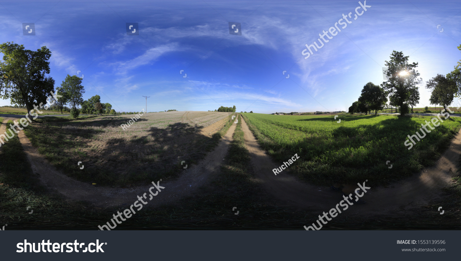 Spherical Hdri Panorama Summer Landscape Stock Photo 1553139596 ...