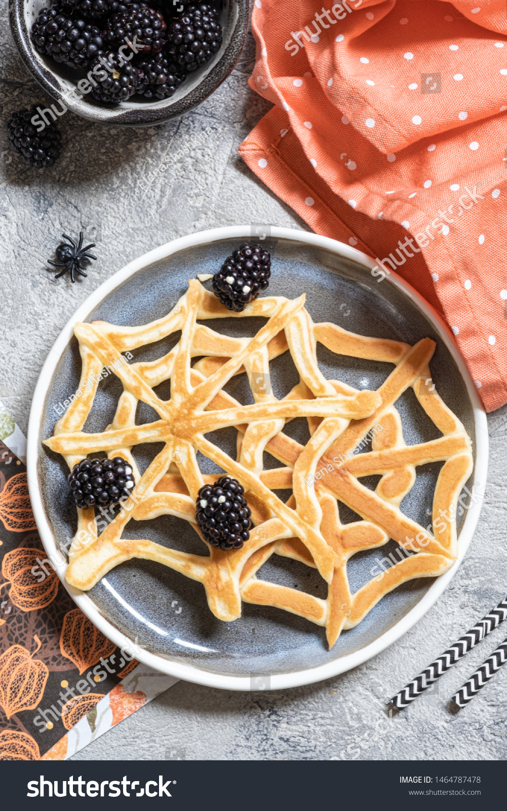 Spider Web Pancakes Blackberry Halloween Breakfast Stock Photo Edit Now 1464787478