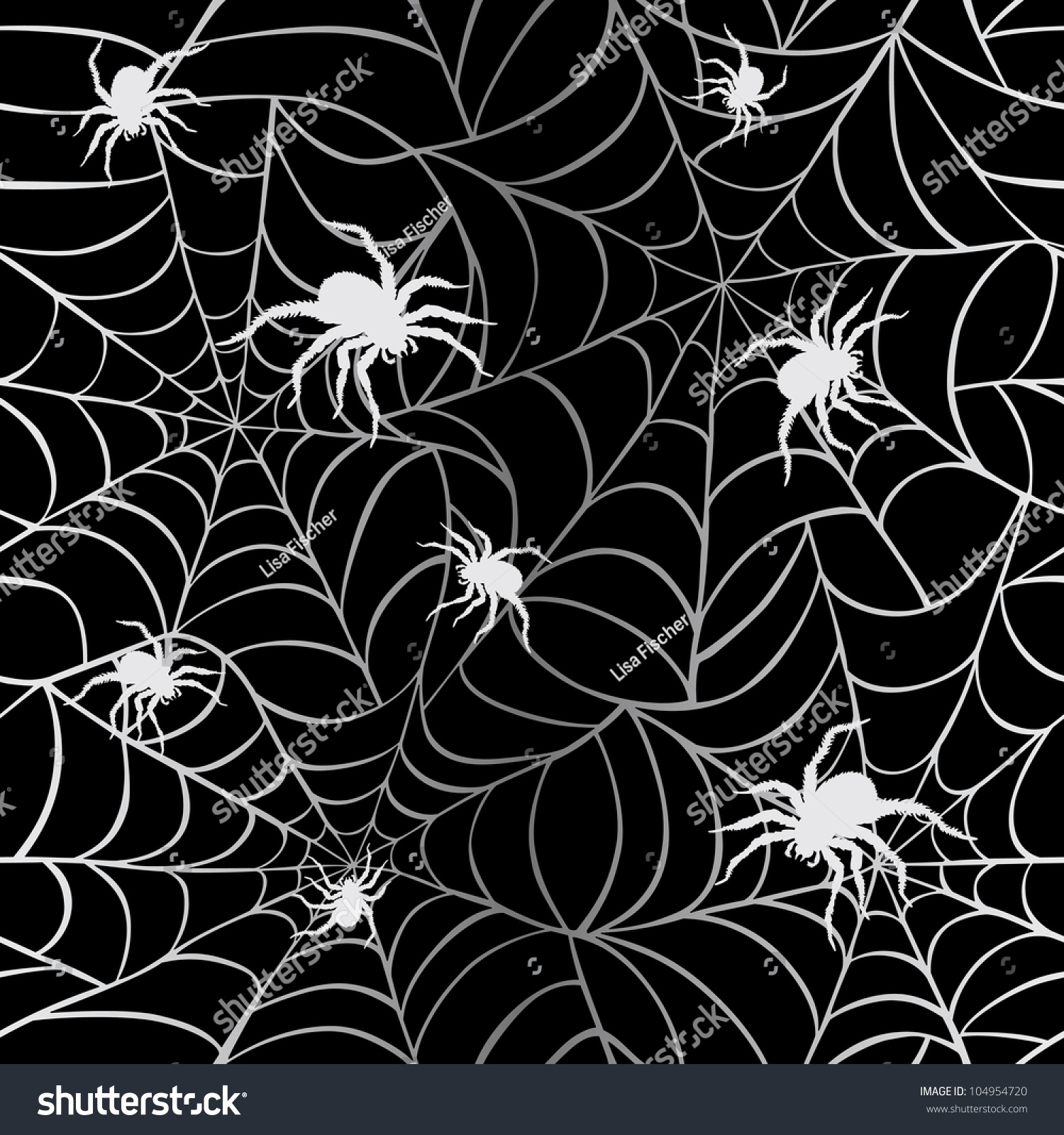 Spiders On Webs Seamless Pattern On Stock Illustration 104954720 ...