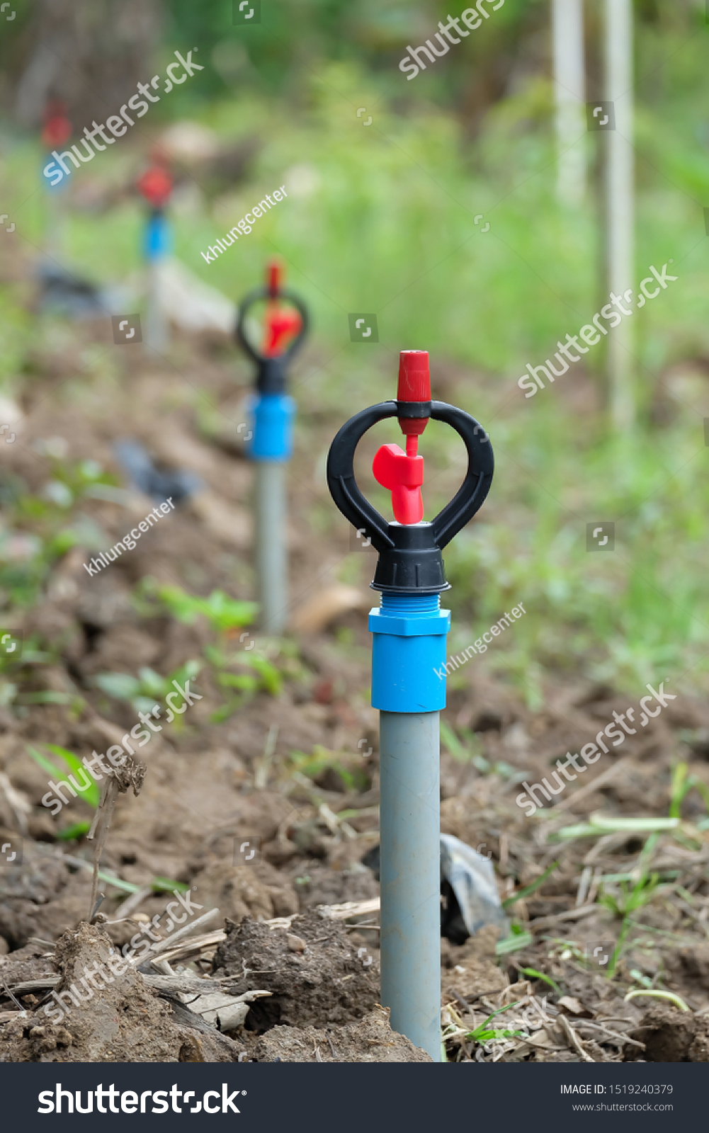 Spinger Water Blue Pvc Pipe Sprinkler Stock Photo Edit Now 1519240379