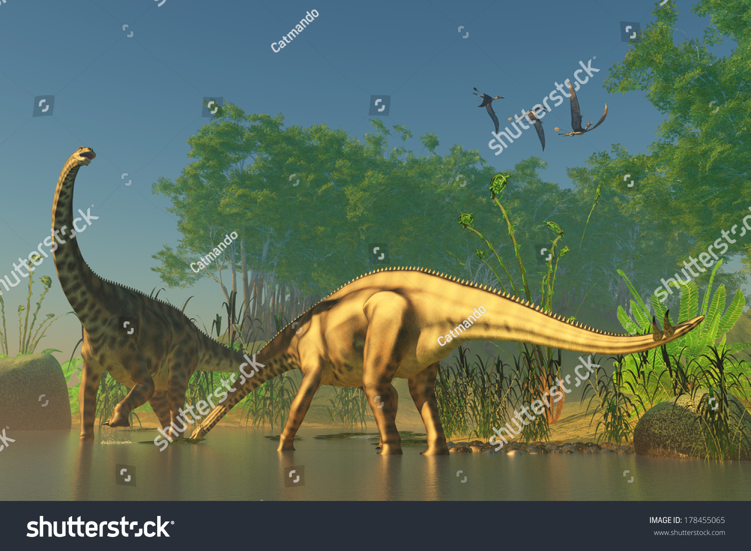 Spinophorosaurus Swamp Spinophorosaurus One Titanic Dinosaurs 스톡 일러스트 ...