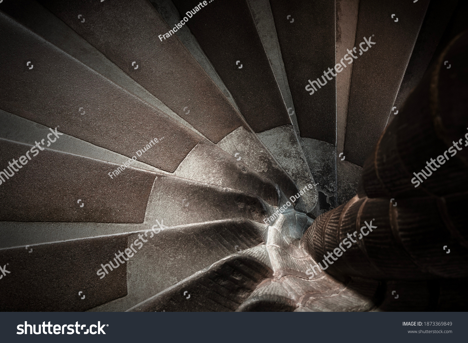 Spiral Staircase Vanishing Downstairs Brown Tonestopdown Stock Photo ...