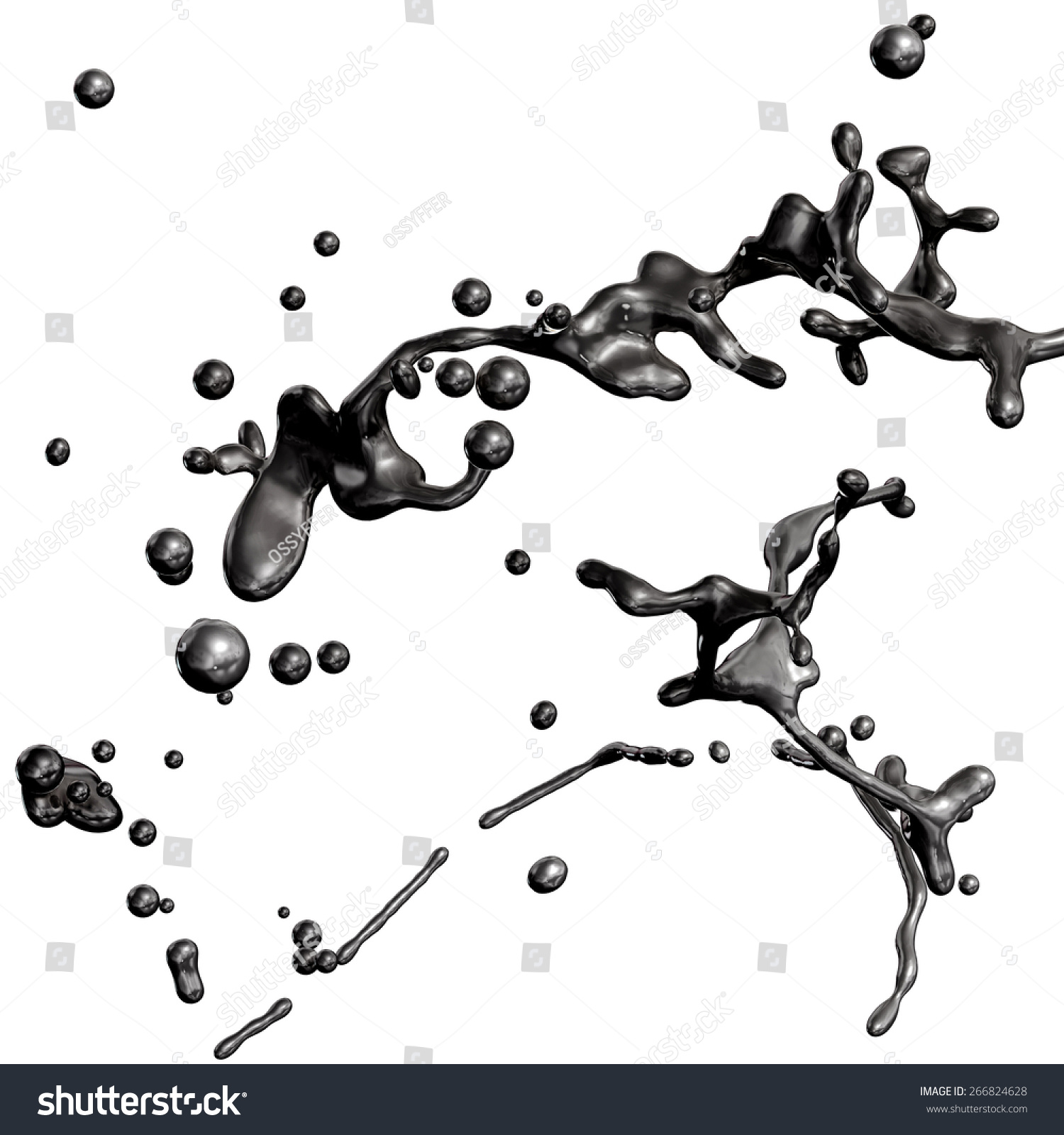 Splash Of Black Fuel Oil Isolated On White Background Stock Photo ...