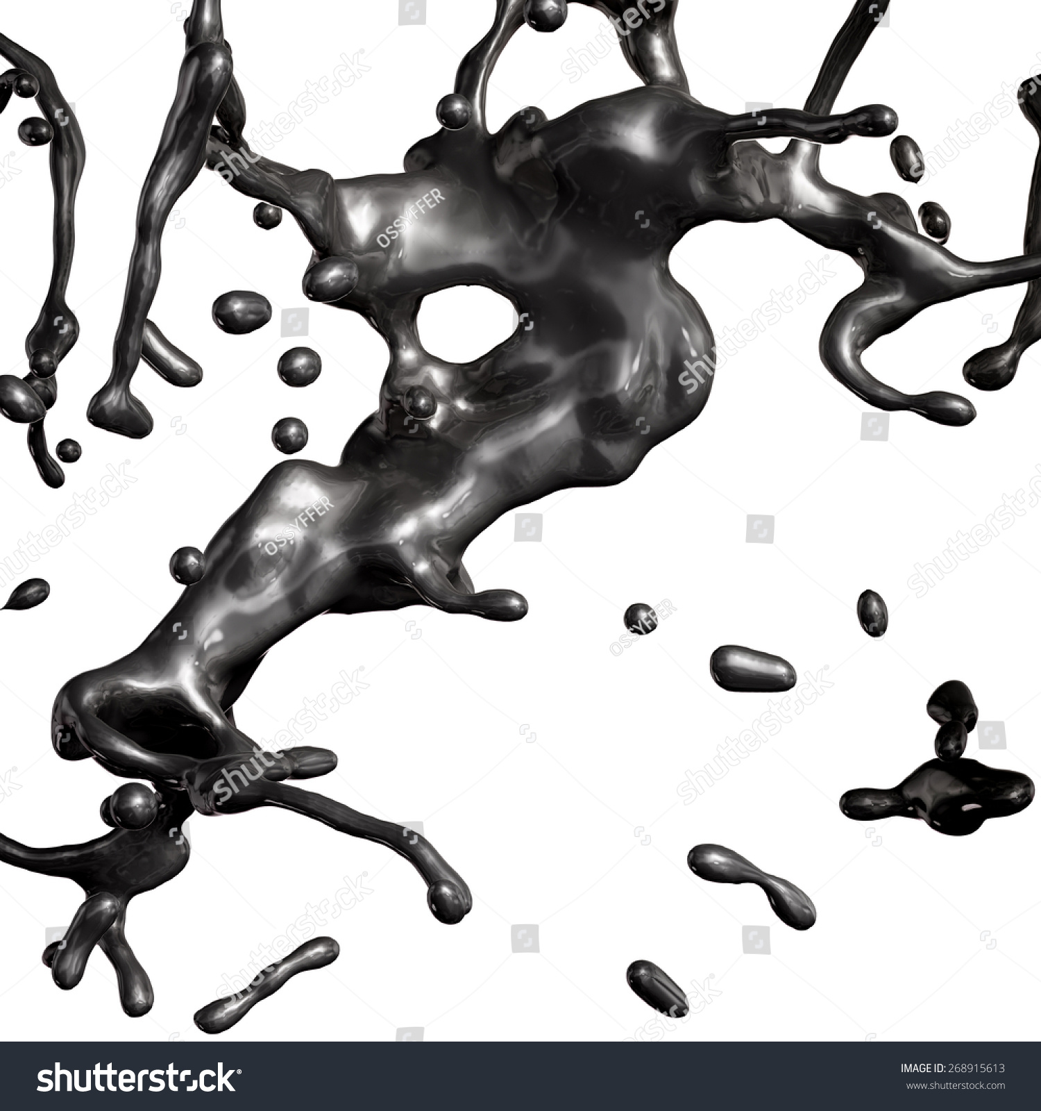 Splash Of Black Fuel Oil Isolated On White Background Stock Photo ...