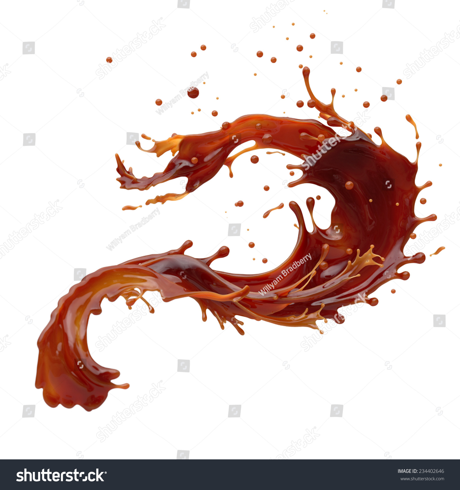 Splash Of Caramel Coffee As Design Element Isolated On White Background ...