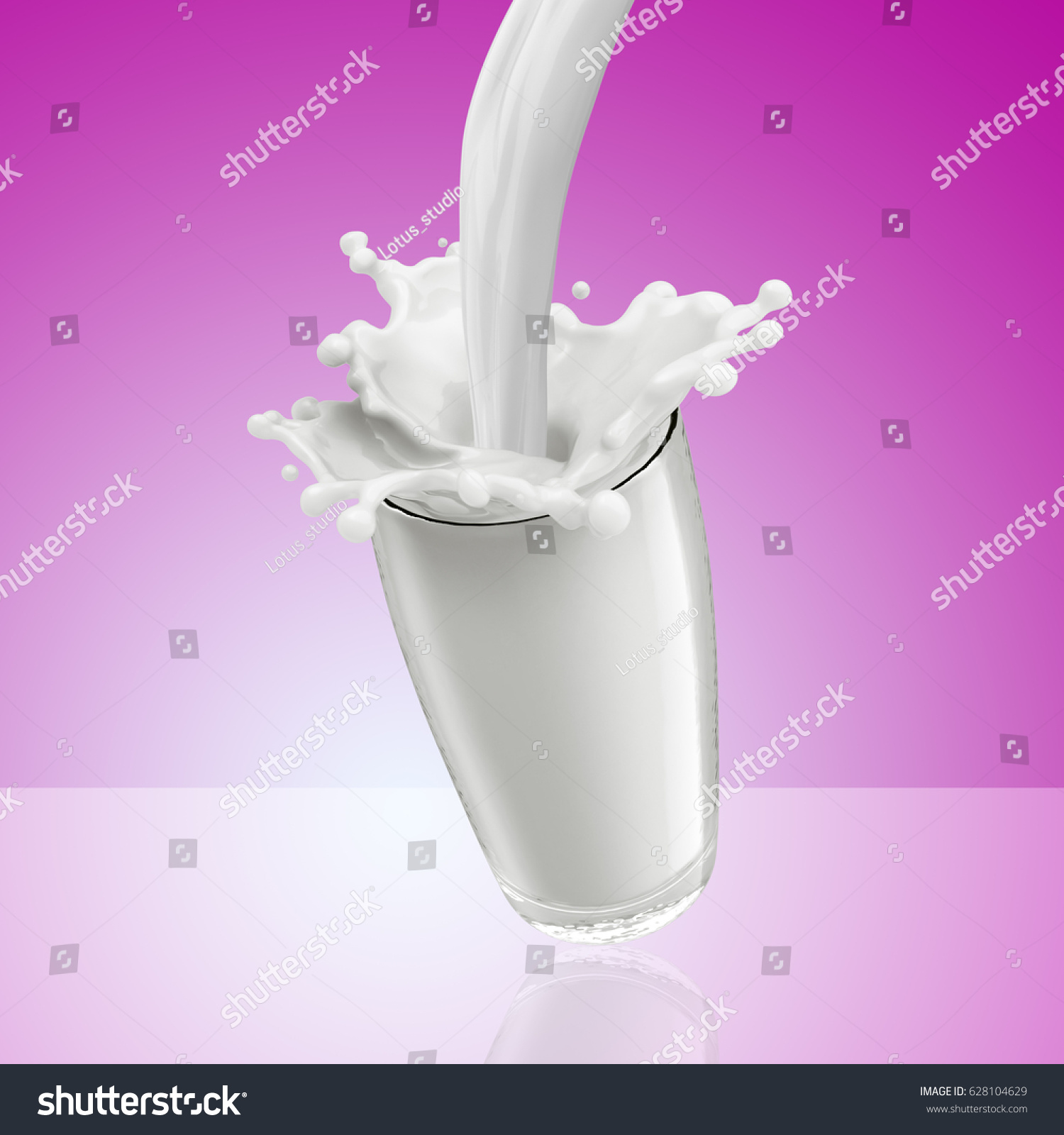 Splash Milk Glass Pink Background 3d Stock Illustration 628104629 ...