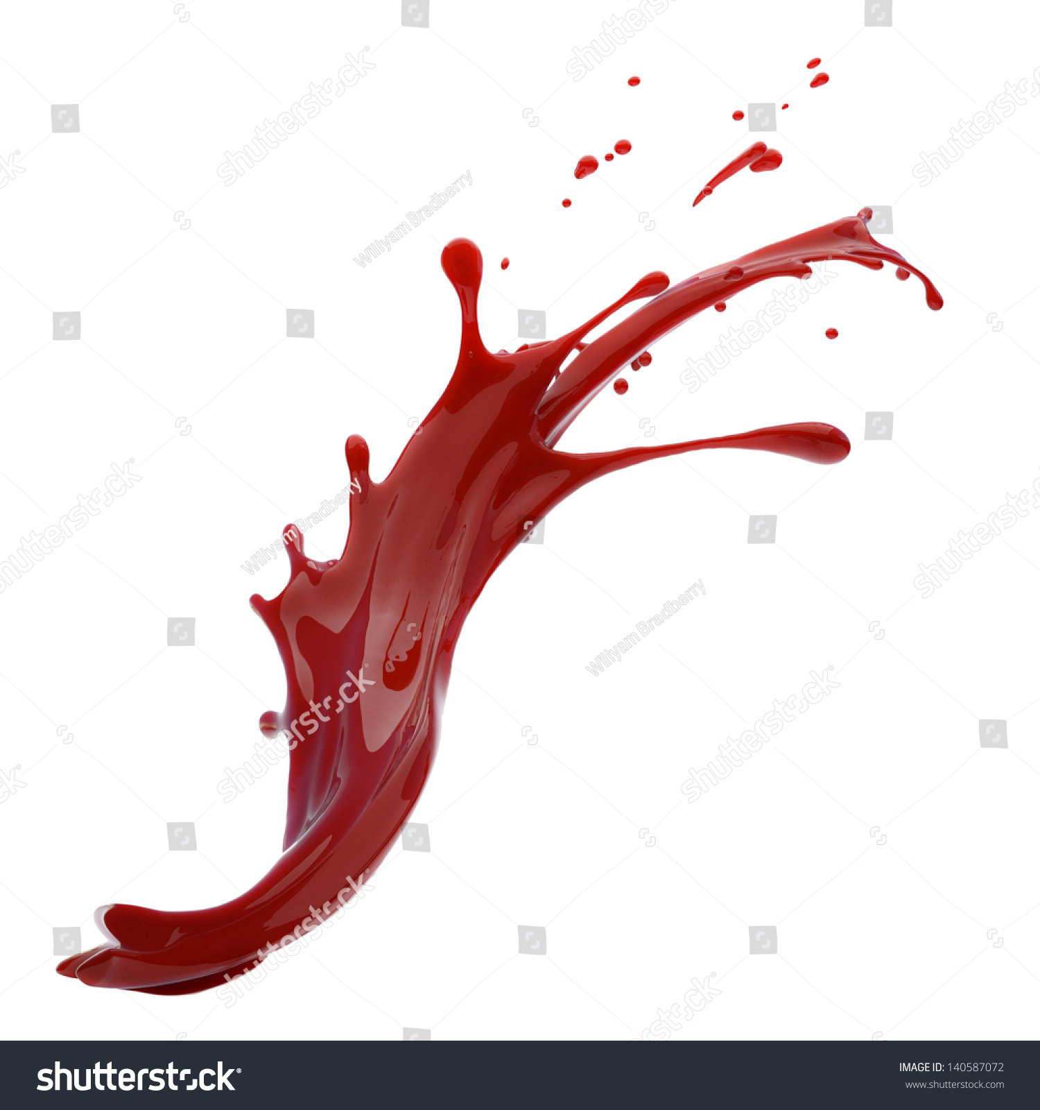 Splashes Of Red Liquid Isolated On White Background Template Stock ...