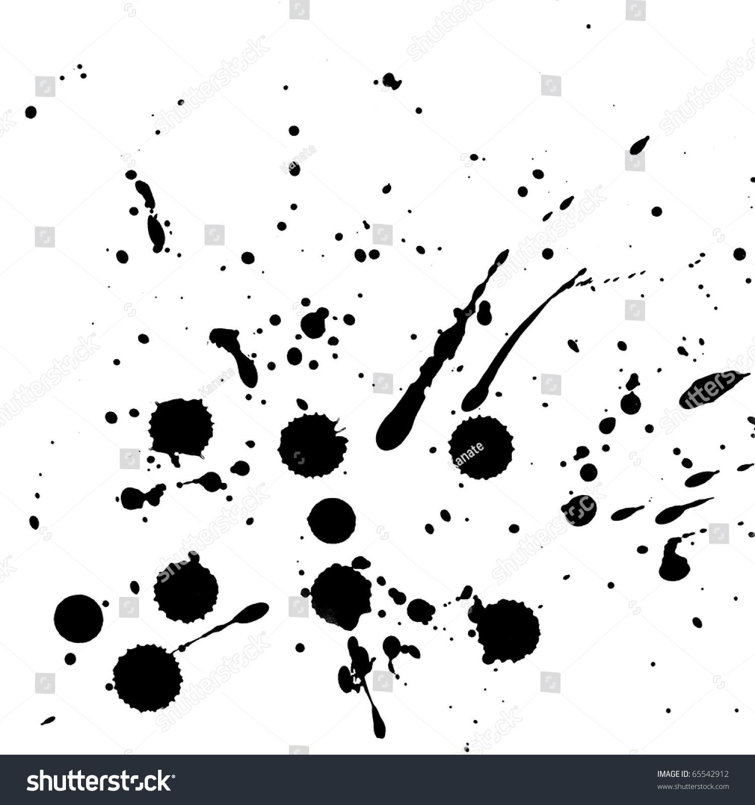 Splattered Black Ink Stains On A White Background Stock Photo 65542912 ...