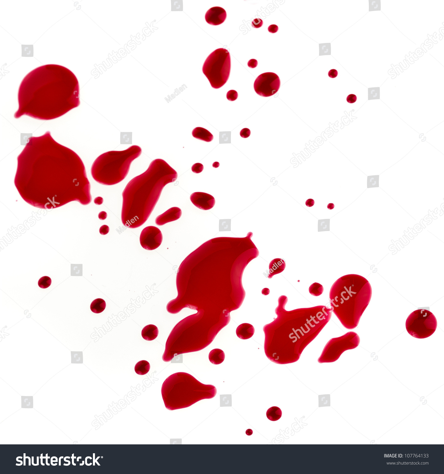 Splattered Blood Stains Isolated On A White Background Stock Photo ...