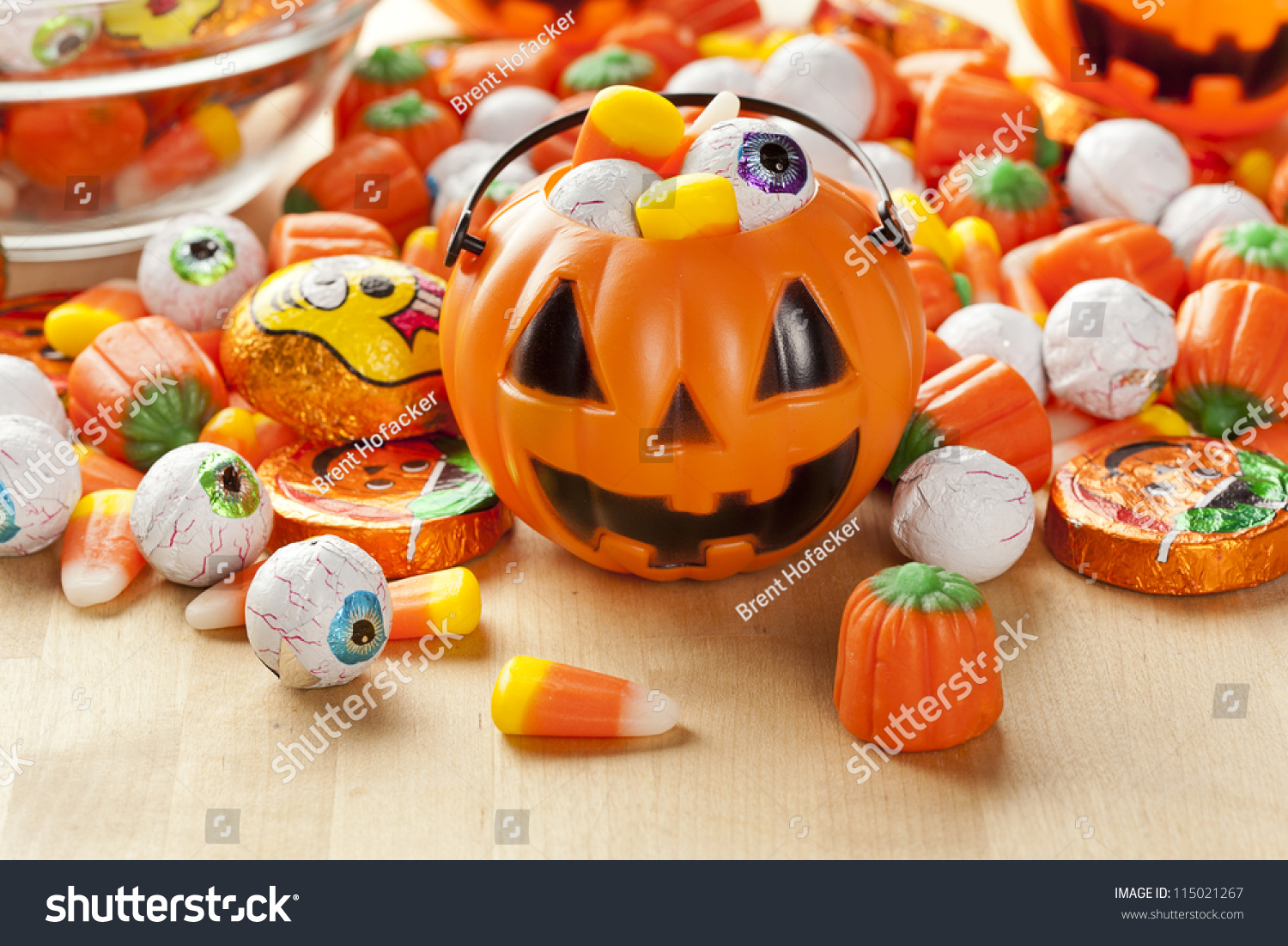 Spooky Orange Halloween Candy Against A Background Stock Photo ...