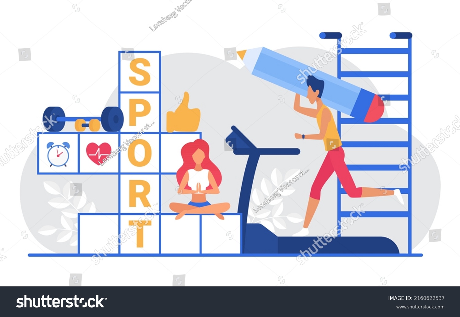 Sport Crossword Illustration Cartoon Sportive Man Stock Illustration