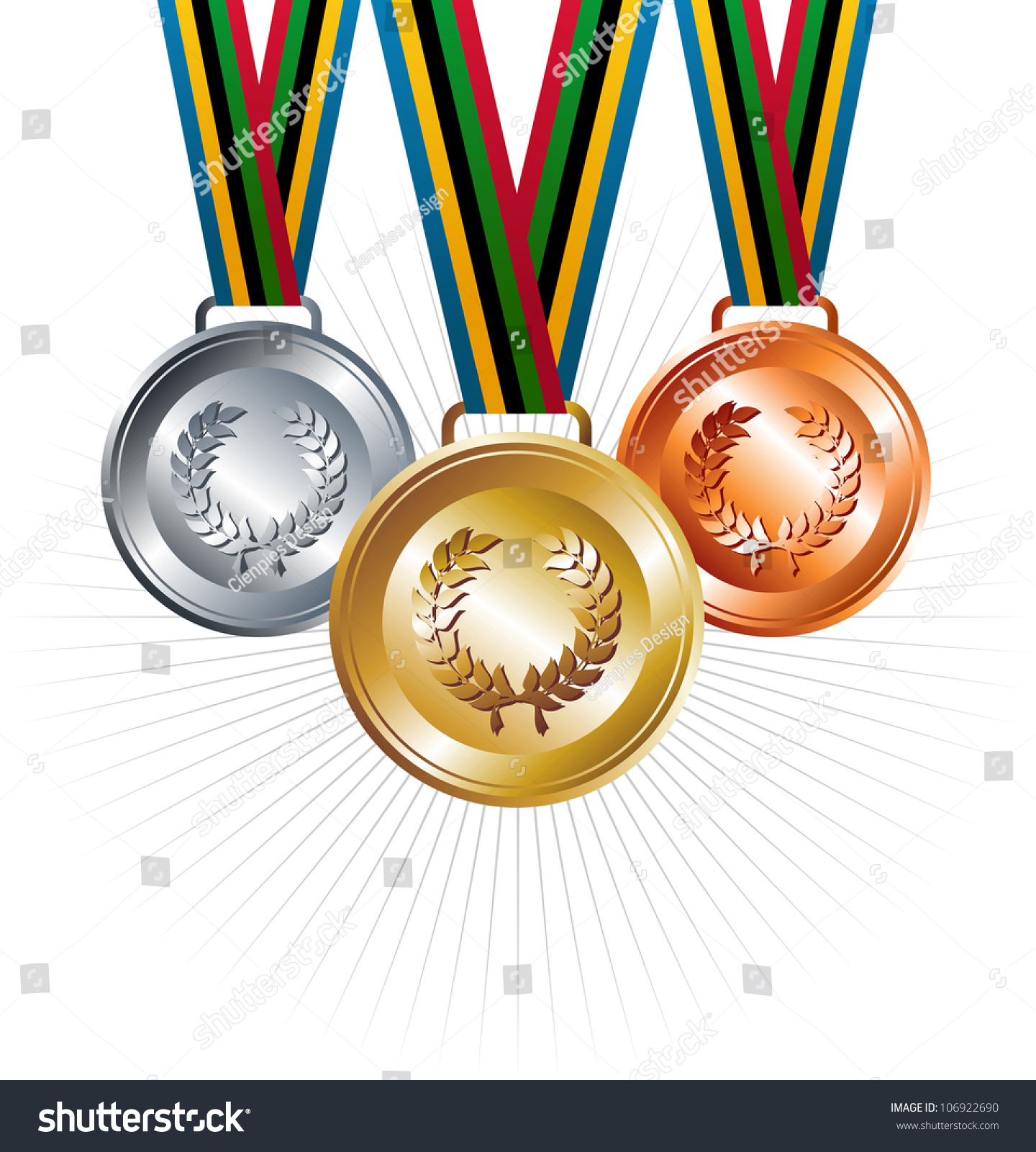 Sport Gold Silver Bronze Medals Ribbon Stock Illustration 106922690 ...