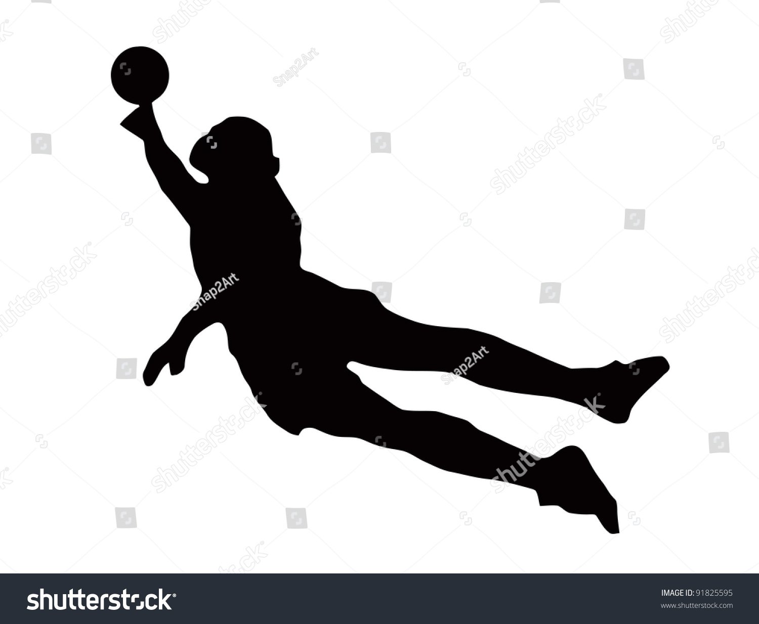 Sport Silhouette - Soccer Goalie Dive Defending Goal Stock Photo ...