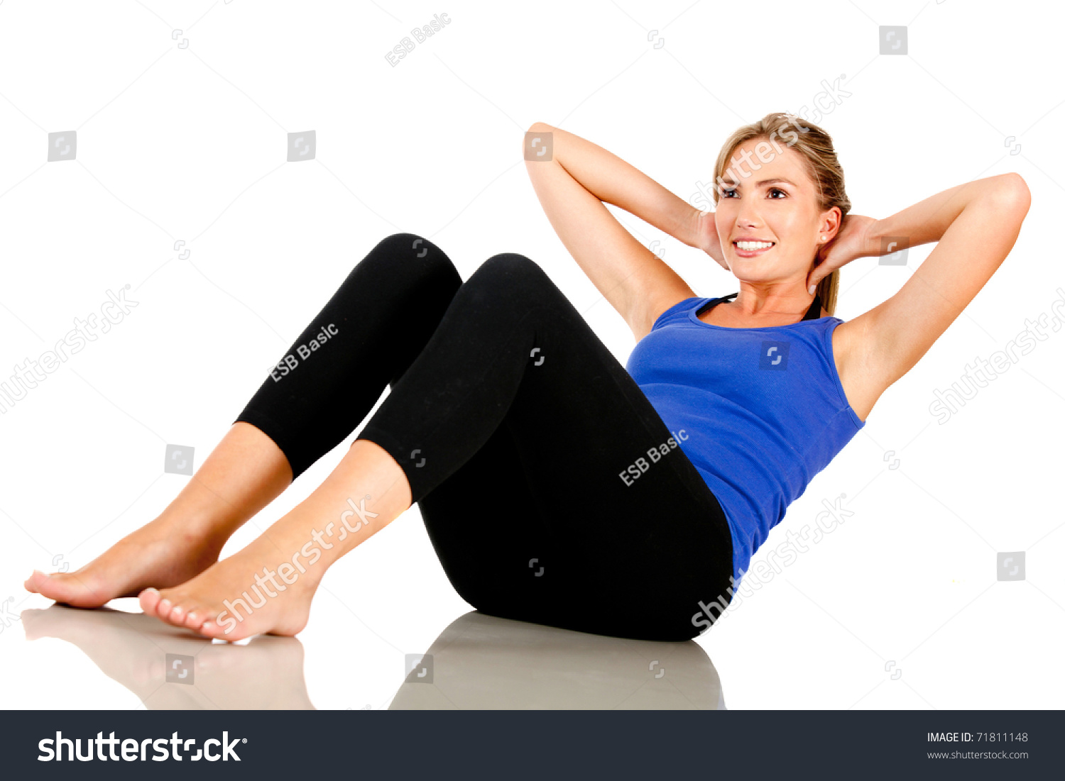 Sportive Woman Doing Abdominals - Isolated Over White Stock Photo ...