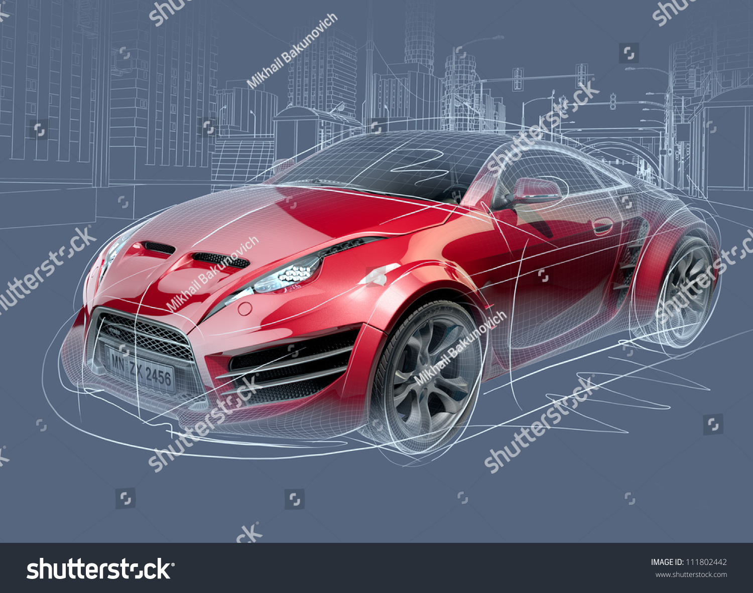 Sports Car Sketch Original Car Design Stock Photo 111802442 Shutterstock