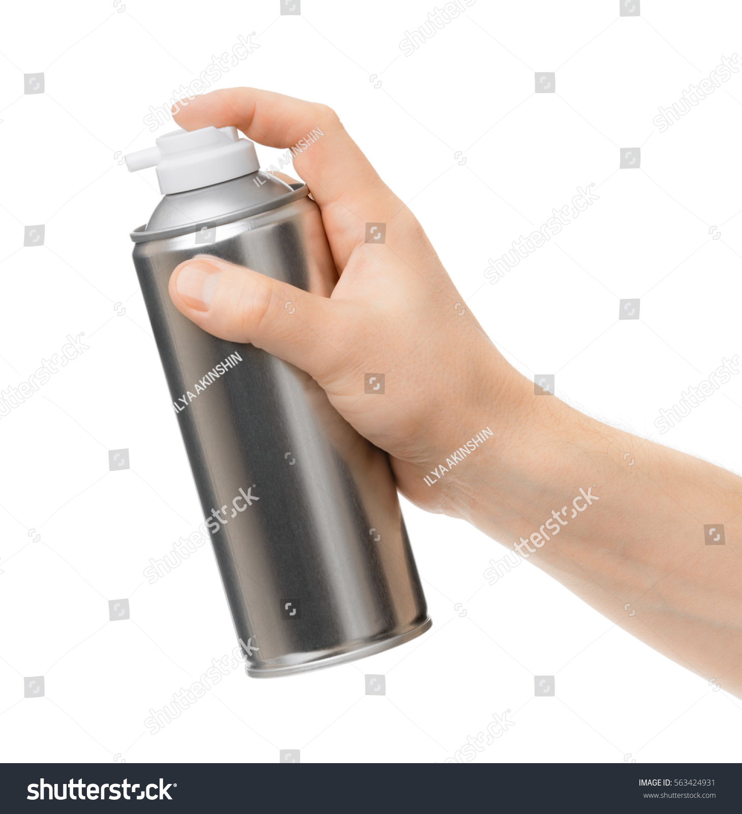 Spray Can Male Hand On White Stock Photo 563424931 