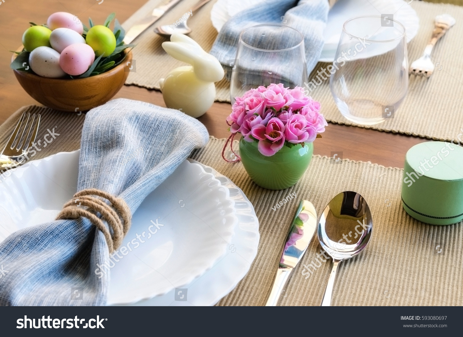 Spring Dinner Party Decoration Beautiful Easter Stock Photo Edit Now 593080697