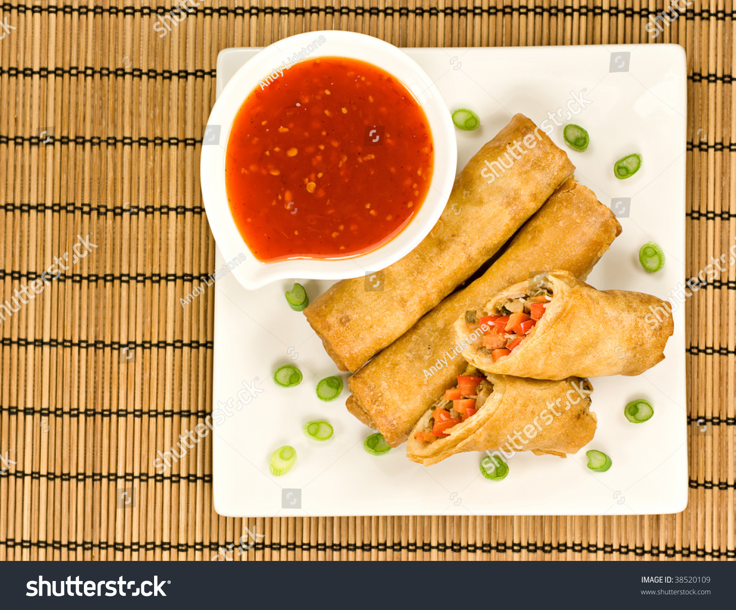 Spring Rolls Sweet Chilli Dipping Sauce Stock Photo (Edit Now) 38520109