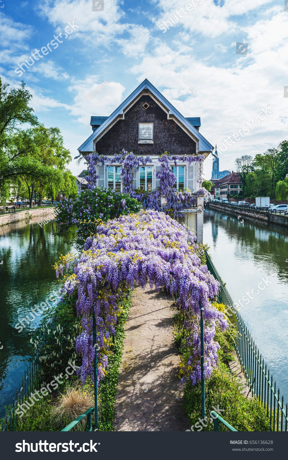 Springtime Petite France Strasbourg Alsace Tranquil Stock