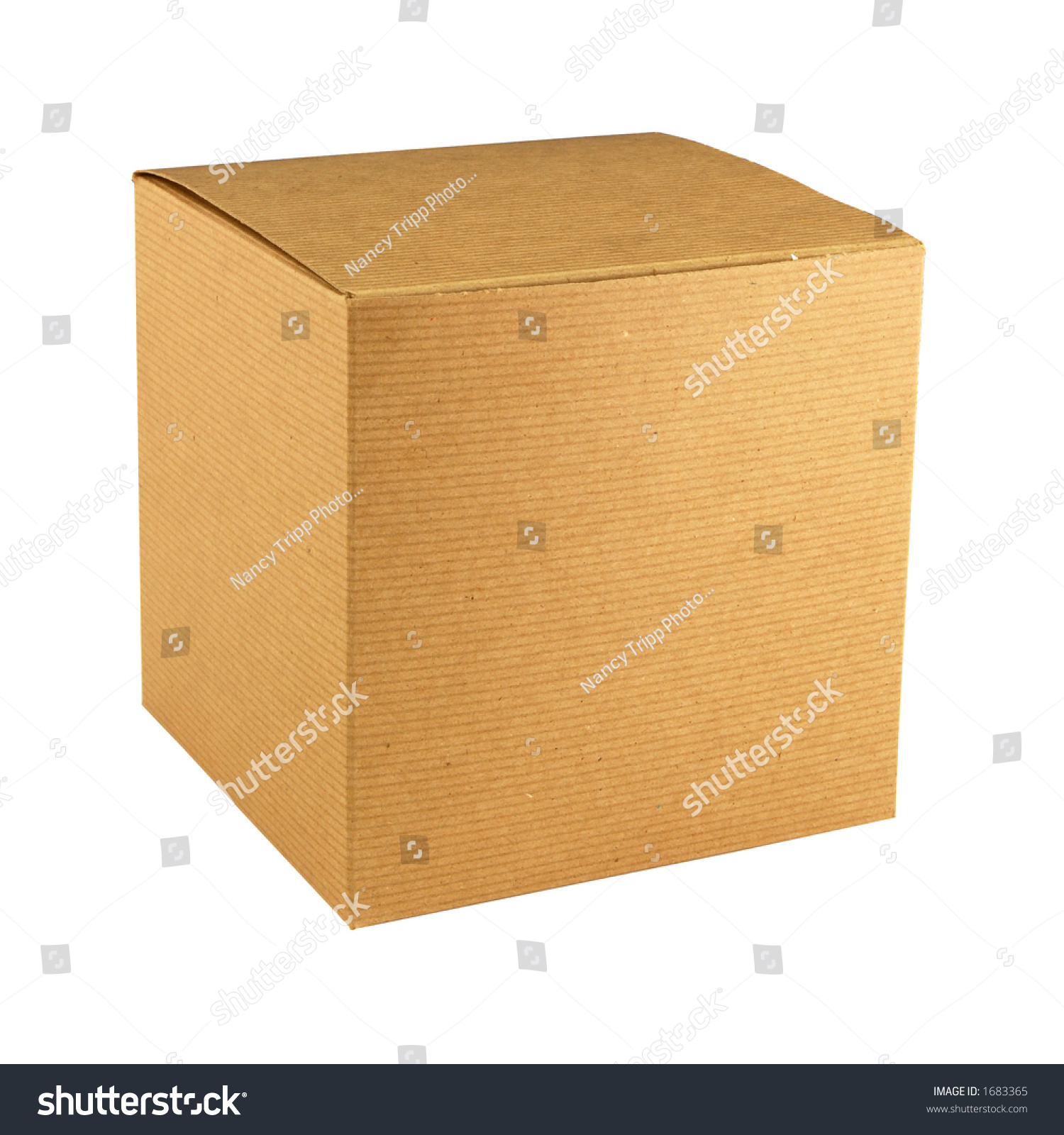 Square Corrugated Brown Cardboard Gift Box With Lid Closed Stock Photo ...