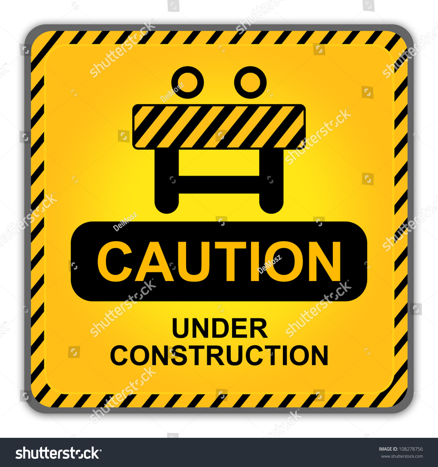 Square Danger Under Construction Traffic Sign With Site Fence Icon ...