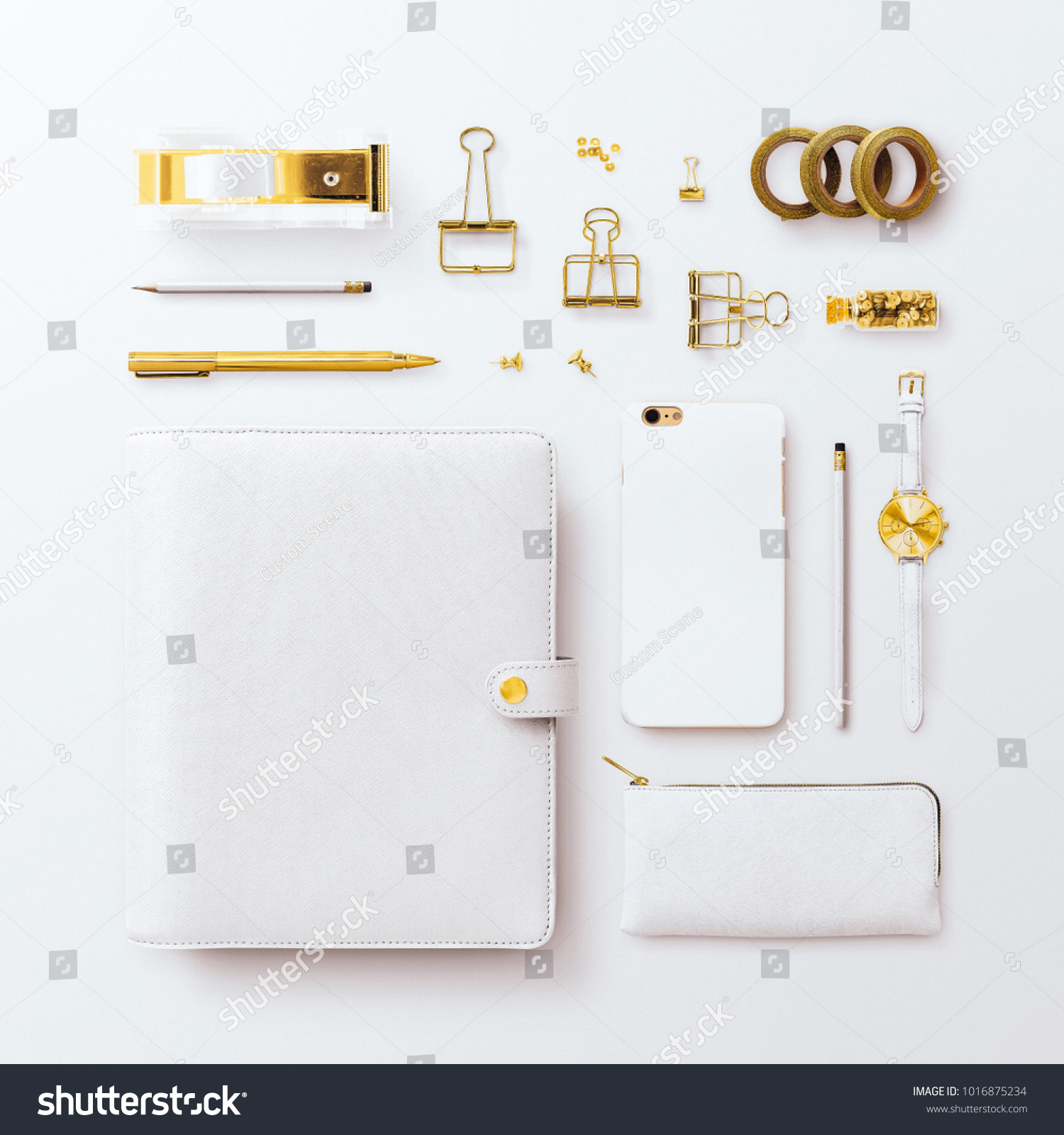 Square Flatlay Scene Closed White Organizer Business Finance