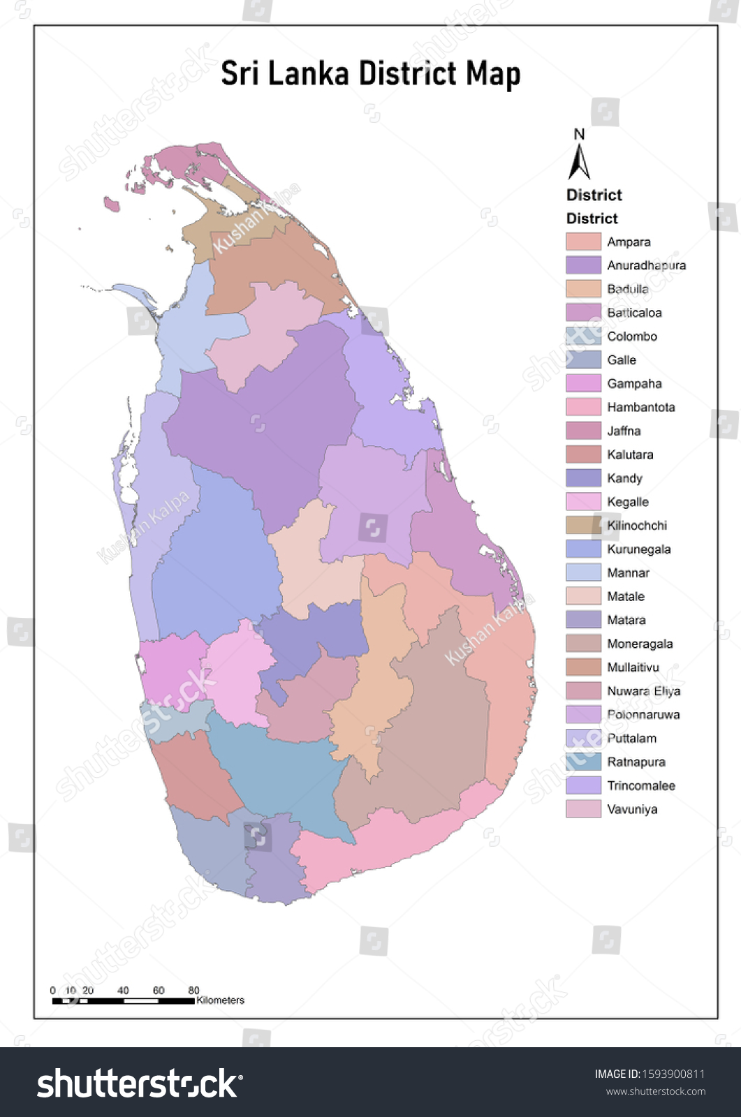 Sri Lanka District Map Sri Lanka District Map Names Stock Illustration 1593900811 | Shutterstock