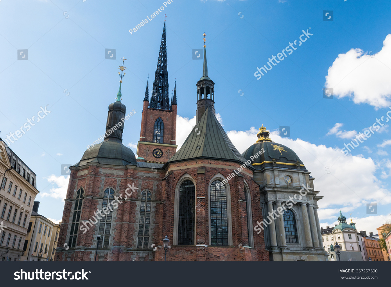 St. Johannes Church Tower In Stockholm With Clock, Sweden Stock Photo ...