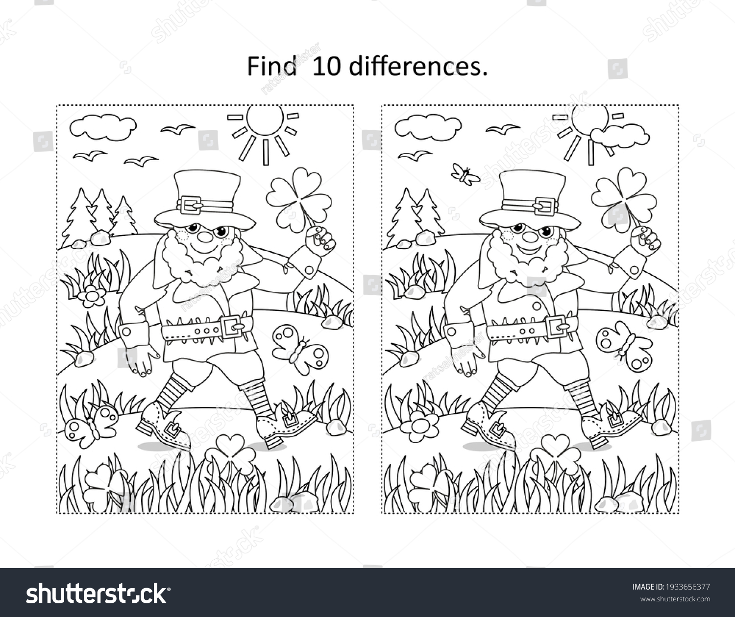 St Patricks Day Find 10 Differences Stock Illustration 1933656377 ...