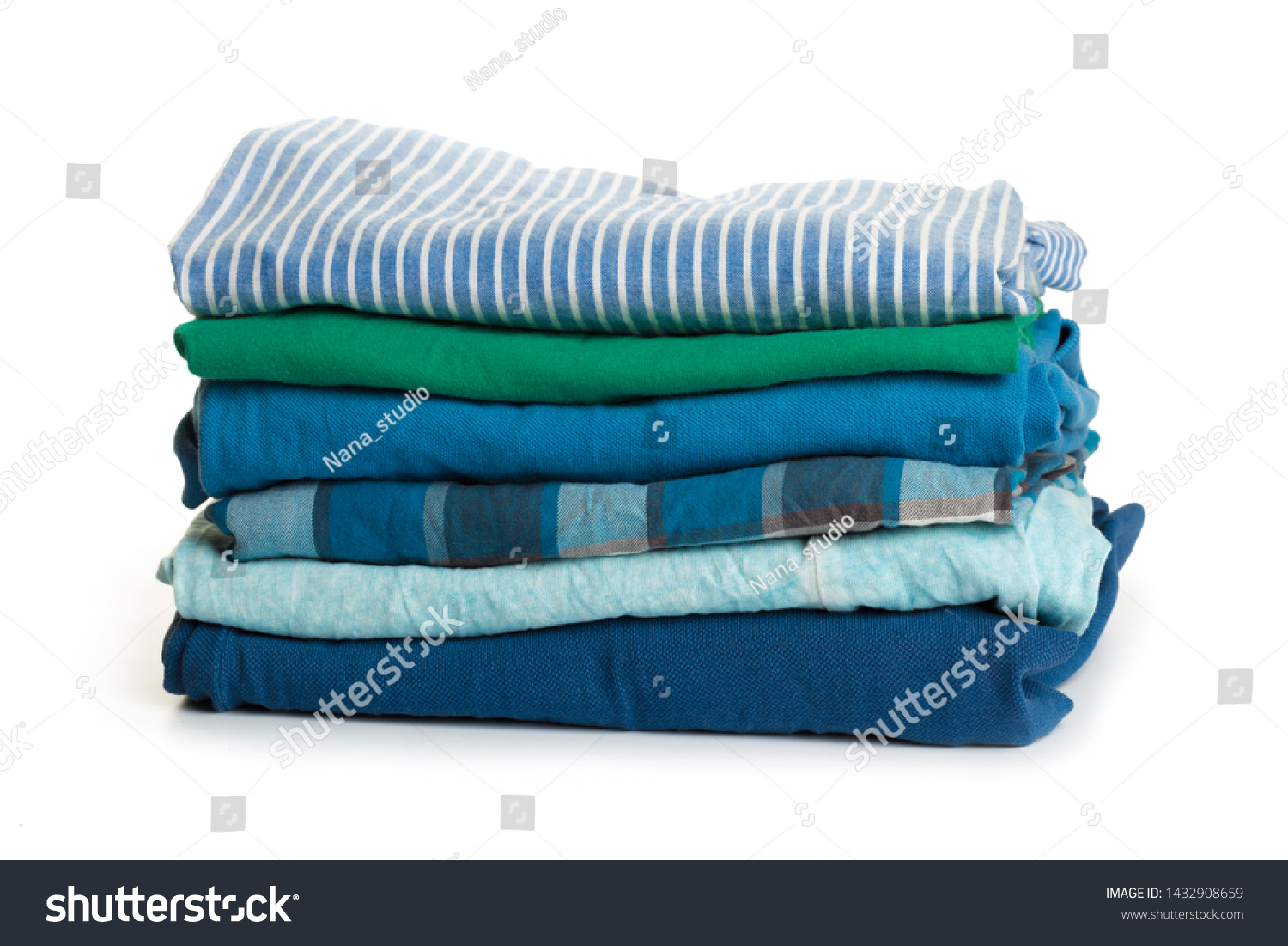 Stack Clothing Isolated On White Background Stock Photo 1432908659 ...