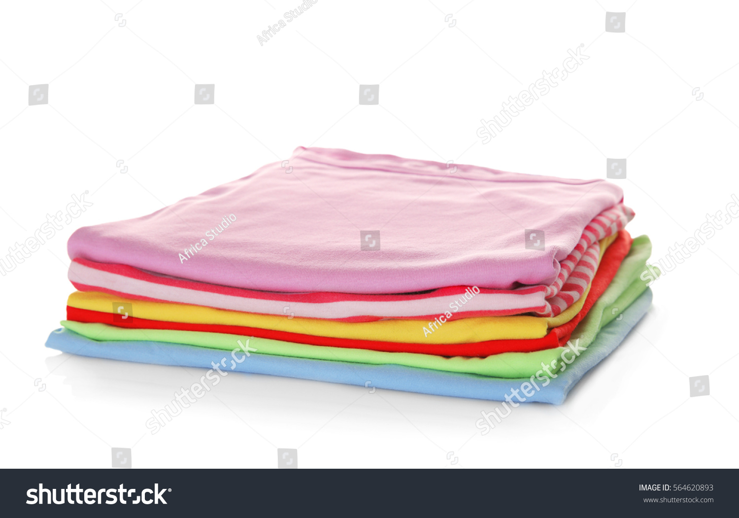 Stack Colorful Clothes On White Background Stock Photo ...