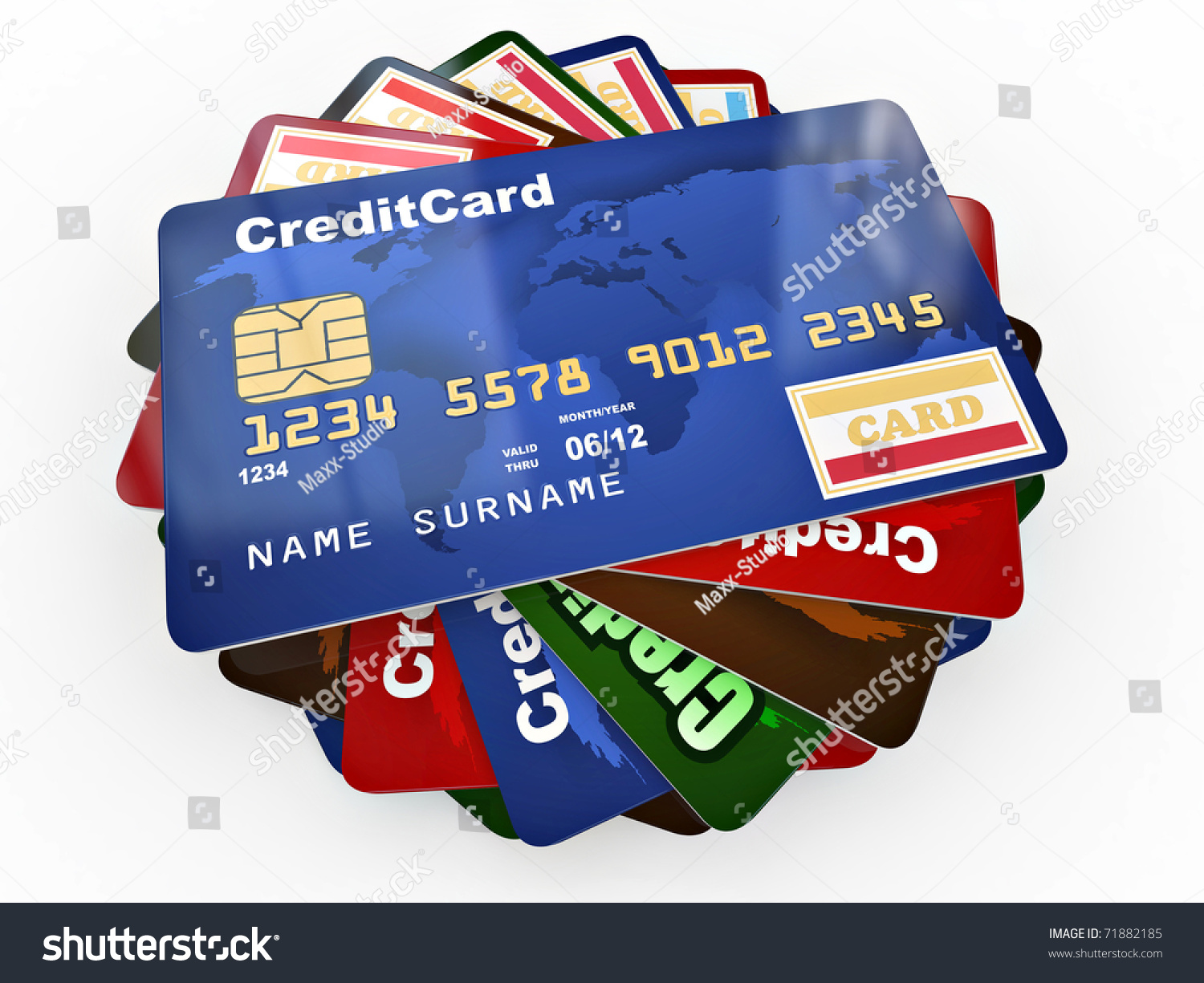 Stack Credit Cards On White Isolated Stock Illustration 71882185 ...