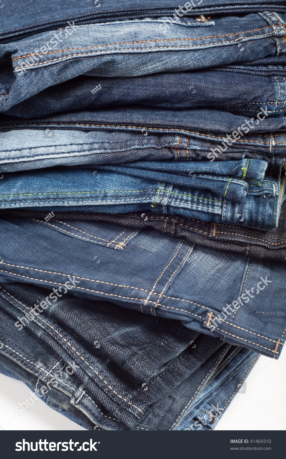 Stack Of Denim Blue Jeans Stock Photo 41469310 : Shutterstock