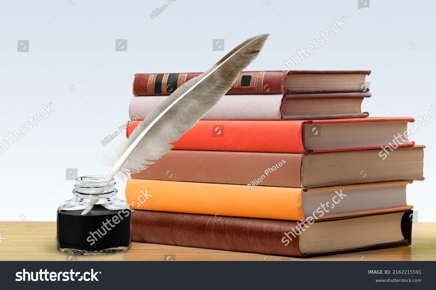 Stack Old Antique Books Inkwell Quill Stock Photo 2162215591 | Shutterstock