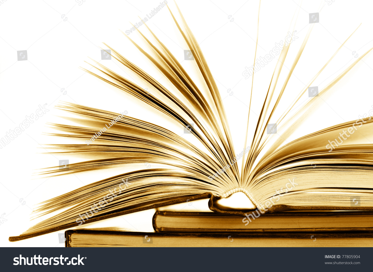 Stack Of Opened And Closed Books On White Background. Toned Image