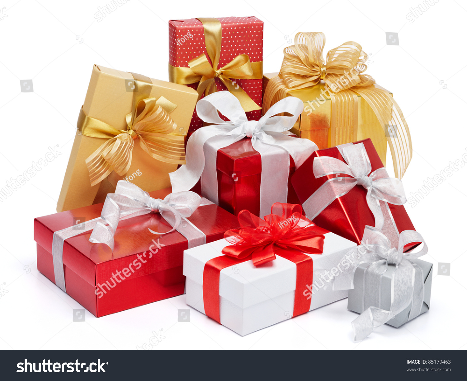 Stack Presents Isolated On White Background Stock Photo 85179463 ...