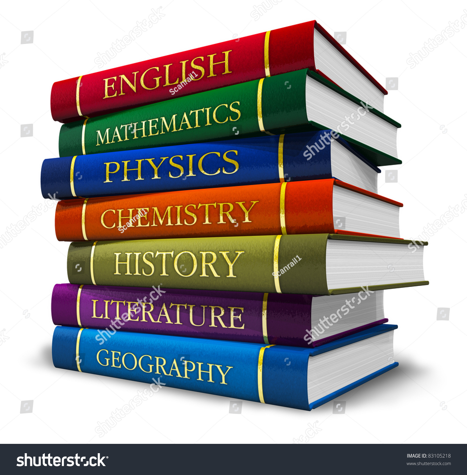 Stack Textbooks Isolated On White Background Stock Illustration ...