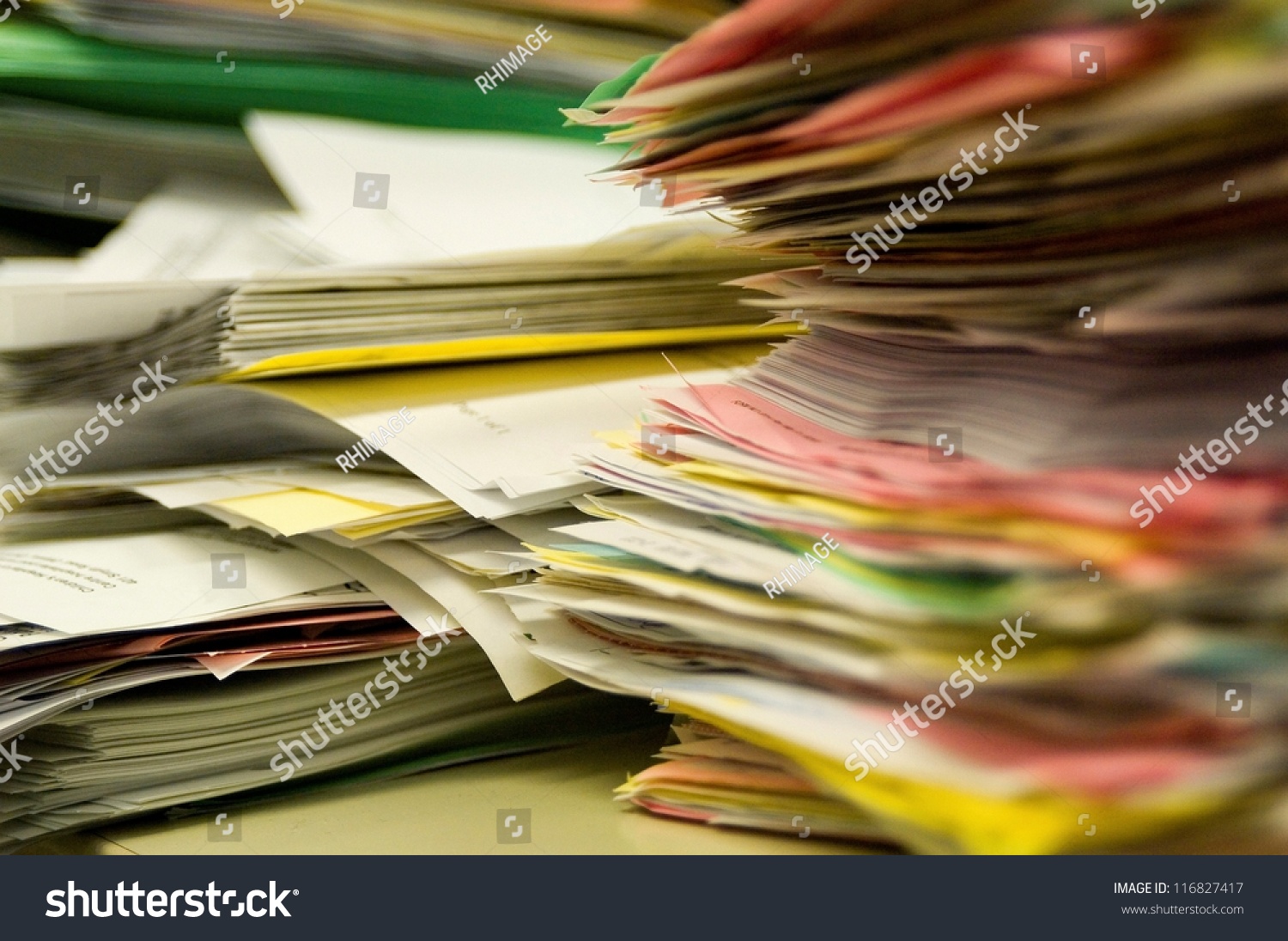 Stacks Of Paper In Office Stock Photo 116827417 : Shutterstock