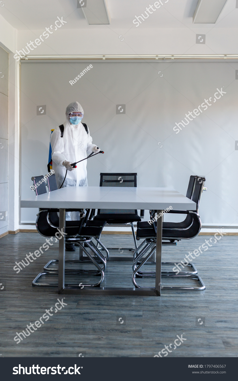 Staff Wear Ppe Suit Cleaning Disinfection Stock Photo 1797406567 ...