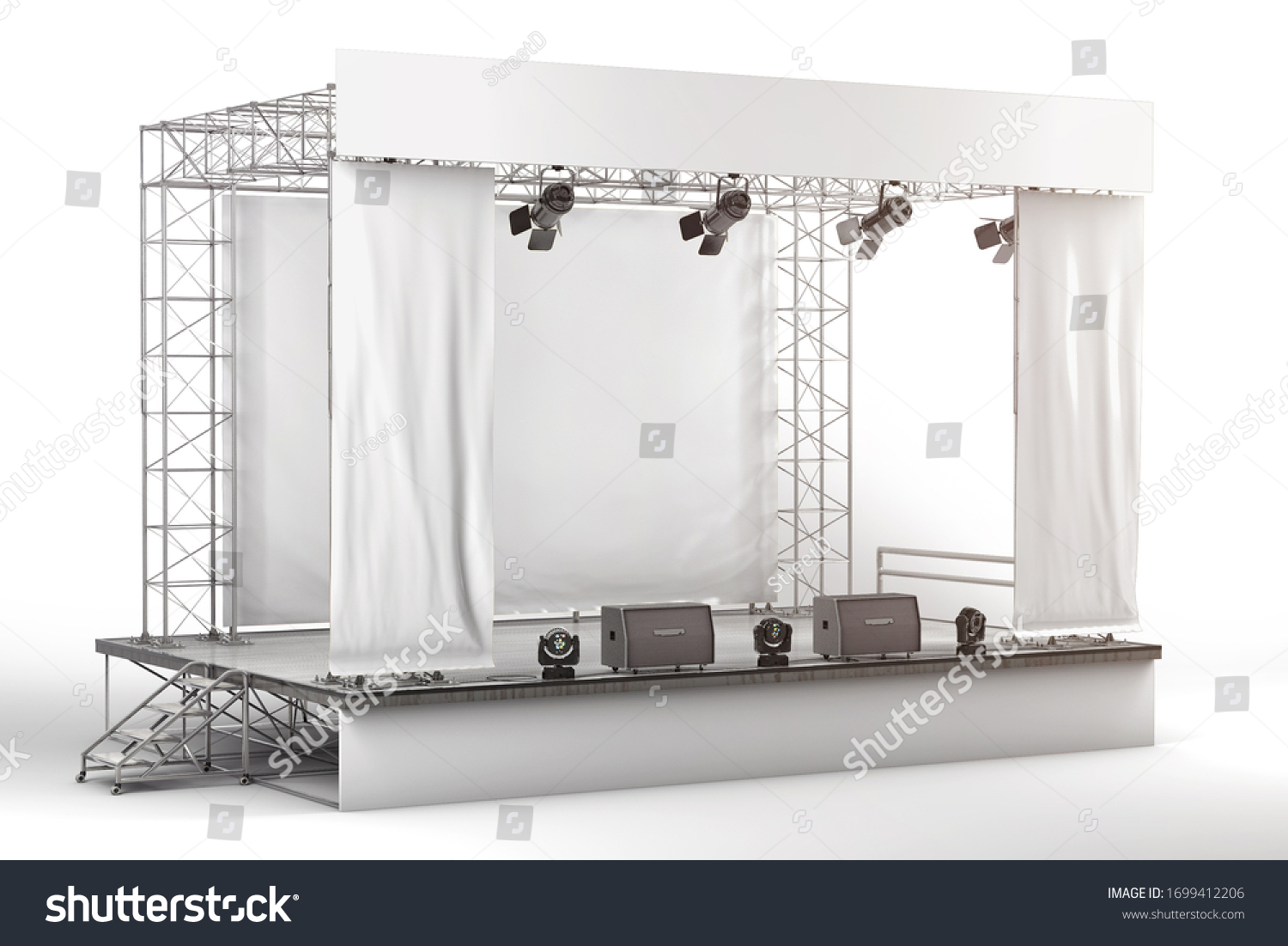 Download Stage Advertising Boards Banners Mockup 3d Stock Illustration 1699412206