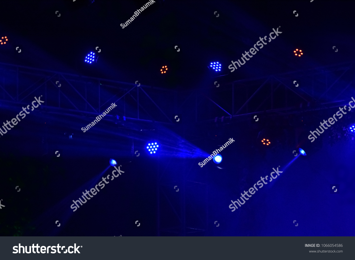 Stage Spotlight Beams Against Dark Black Stock Photo 1066054586 