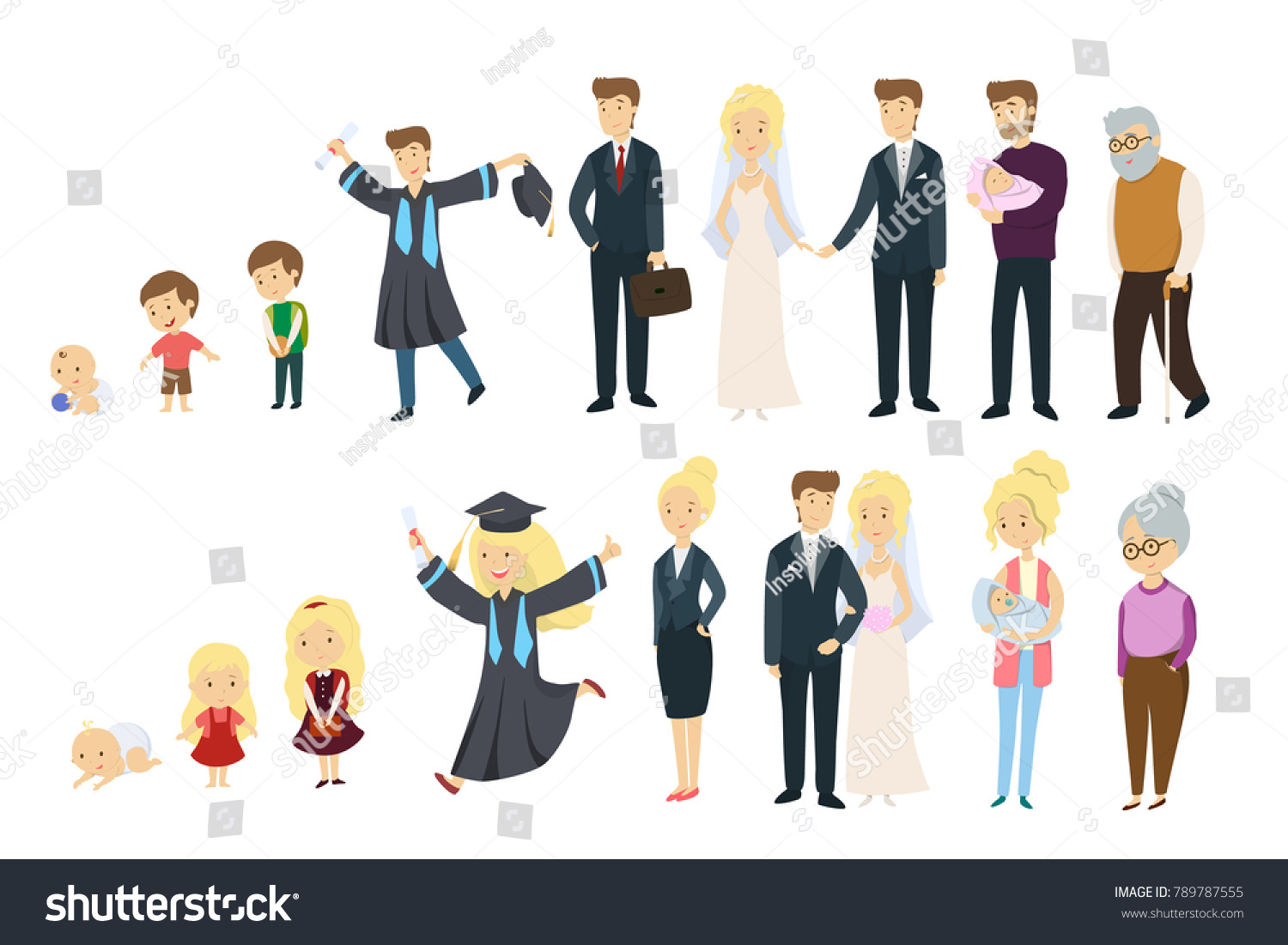 Stages Life Man Woman Circle Life Stock Illustration 789787555 ...